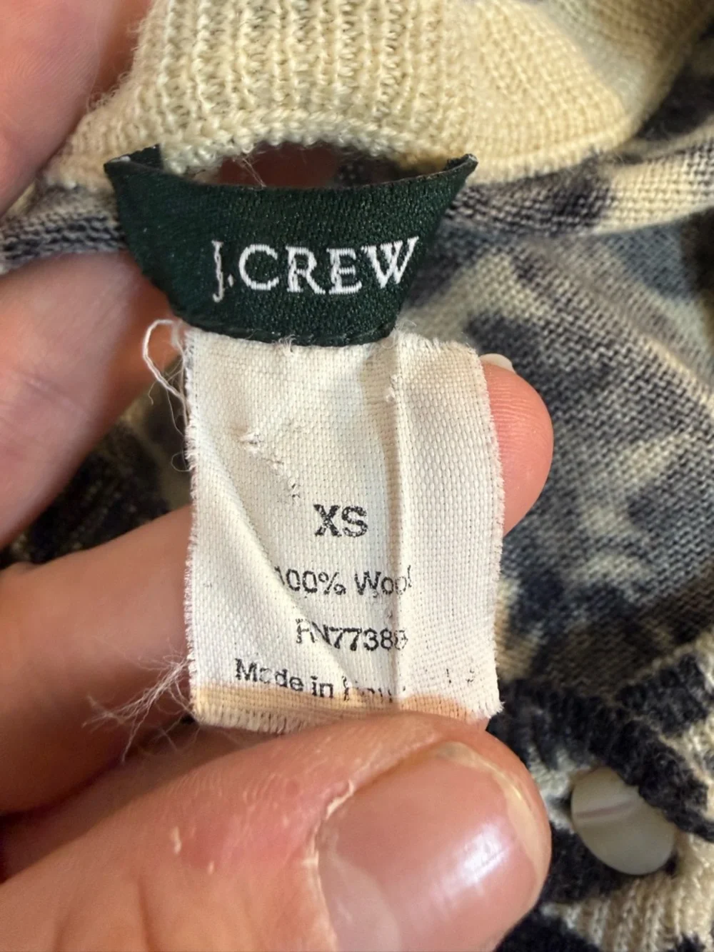J.Crew‎ Black Cream Floral Wool Cardigan Sweater XS Fitted Button Front